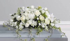 All White Casket Spray