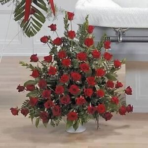 All Red Roses Sympathy Arrangement