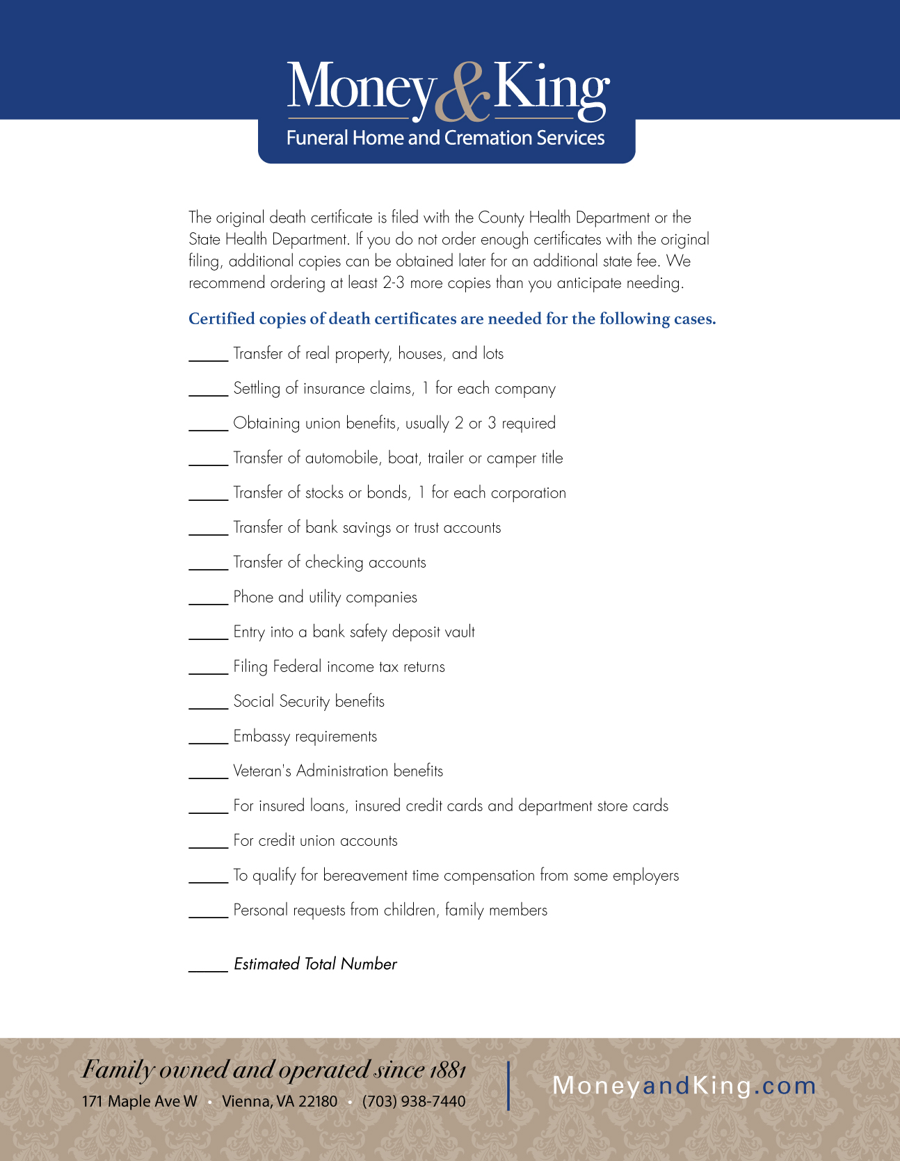 Entities that Need Death Certificates